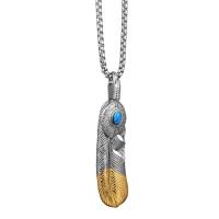 Stainless Steel Jewelry Necklace, Titanium Steel, Feather, Unisex & different styles for choice, silver color, 18x66mm, Length:70 cm, Sold By PC