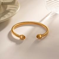 Bracelete de aço inoxidável, Aço inoxidável 304, 18K banhado a ouro, joias de moda & para mulher, dourado, 80x67mm, vendido por PC
