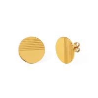 Stainless Steel Stud Earrings Titanium Steel Round Vacuum Ion Plating fashion jewelry & for woman golden Sold By Pair