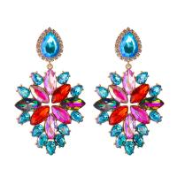Zinc Alloy Drop Earrings with acrylic rhinestone Geometrical Pattern plated fashion jewelry & for woman Sold By Pair