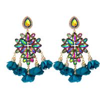Zinc Alloy Drop Earrings Glass with Cloth & Zinc Alloy & Acrylic Geometrical Pattern plated Bohemian style & for woman Sold By Pair