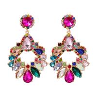 Zinc Alloy Drop Earrings Geometrical Pattern gold color plated Bohemian style & for woman & with rhinestone Sold By Pair