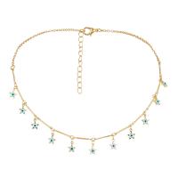 Brass Necklace, with 2inch extender chain, Star, gold color plated, evil eye pattern & for woman & enamel, nickel, lead & cadmium free, Length:Approx 14.17 Inch, Sold By PC