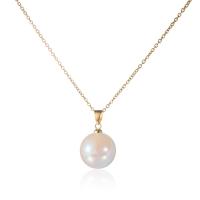 Stainless Steel Jewelry Necklace, 304 Stainless Steel, with Plastic Pearl, Round, real gold plated, different styles for choice & for woman, 15x15mm, Sold By PC