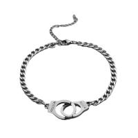 Stainless Steel Jewelry Bracelet 304 Stainless Steel with 2.2inch extender chain Handcuffs punk style & for man original color Length Approx 8.3 Inch Sold By PC
