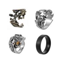 Cink Alloy Ring Set, Cink ötvözet, galvanizált, 4 darab & az ember, nikkel, ólom és kadmium mentes, 20-25mm, Által értékesített Set