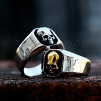 Titanium Steel Finger Ring Skull polished punk style & for man US Ring Sold By PC