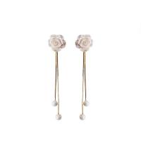 Zinc Alloy Drop Earrings with Plastic Pearl high quality plated fashion jewelry & for woman golden nickel lead & cadmium free 63mm Sold By Pair