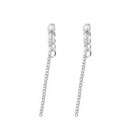 Brass Stud Earring high quality plated fashion jewelry & micro pave cubic zirconia & for woman silver color nickel lead & cadmium free Sold By Pair