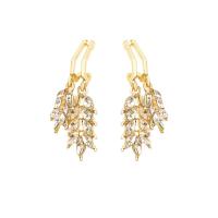 Zinc Alloy Stud Earring Wheat high quality plated fashion jewelry & for woman & with rhinestone golden nickel lead & cadmium free Sold By Pair