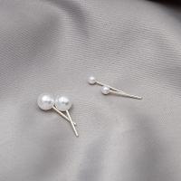 Kunststoff Ohrring Stecker, Kunststoff Perlen, Modeschmuck & verschiedene Größen vorhanden & für Frau, weiß, verkauft von Paar
