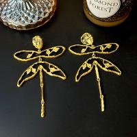 Zinklegering oorknoppen, Zinc Alloy, Dragonfly, echt goud verguld, mode sieraden & voor vrouw & hol, gouden, nikkel, lood en cadmium vrij, 107x58mm, Verkocht door pair