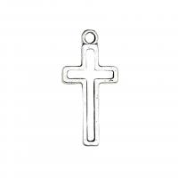 Tibetan Style Cross Pendants, antique silver color plated, vintage & DIY & hollow, nickel, lead & cadmium free, 11x23mm, Approx 100PCs/Bag, Sold By Bag