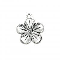 Tibetan Style Flower Pendants, antique silver color plated, vintage & DIY, nickel, lead & cadmium free, 23x20mm, Approx 100PCs/Bag, Sold By Bag