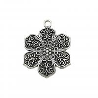 Tibetan Style Flower Pendants, antique silver color plated, vintage & DIY & hollow, nickel, lead & cadmium free, 31x24mm, Approx 100PCs/Bag, Sold By Bag