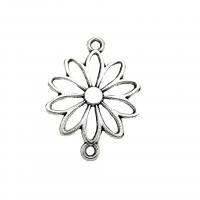 Flower Tibetan Style Connector, Daisy, antique silver color plated, vintage & DIY & 1/1 loop & hollow, nickel, lead & cadmium free, 25x19mm, Approx 100PCs/Bag, Sold By Bag