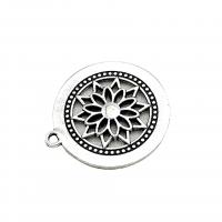Tibetan Style Flat Round Pendants, antique silver color plated, vintage & DIY & hollow, nickel, lead & cadmium free, 28x26mm, Approx 100PCs/Bag, Sold By Bag