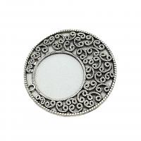 Tibetan Style Hollow Pendants, Flat Round, antique silver color plated, vintage & DIY, nickel, lead & cadmium free, 41x41mm, Approx 100PCs/Bag, Sold By Bag