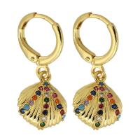 Brass Leverback Earring, gold color plated, fashion jewelry & micro pave cubic zirconia & for woman, nickel, lead & cadmium free, 26mm,11*13*3mm, Sold By Pair