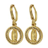 Brass Huggie Hoop Earring gold color plated fashion jewelry & micro pave cubic zirconia & for woman nickel lead & cadmium free 28mm 13*15*2mm Sold By Pair