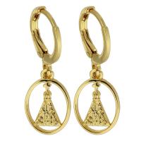 Kolczyki Huggie Hoop mosiądz, Platerowane w kolorze złota, biżuteria moda & dla kobiety, bez zawartości niklu, ołowiu i kadmu, 27mm,10*14*2mm, sprzedane przez para