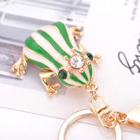 Tibetan Style Key Clasp, Frog, Unisex & with rhinestone, green, nickel, lead & cadmium free, 48x110mm, Sold By PC