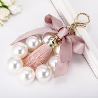 Zinc Alloy Key Clasp with Plastic Pearl Unisex & with ribbon bowknot decoration nickel lead & cadmium free Sold By PC
