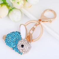 Tibetan Style Key Clasp, Rabbit, polished, Unisex & with rhinestone, more colors for choice, nickel, lead & cadmium free, 10cm,4*4.5cm, Sold By PC