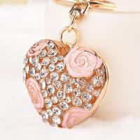 Tibetan Style Key Clasp, Heart, Unisex & enamel & with rhinestone, more colors for choice, nickel, lead & cadmium free, 10.5*4.5*4.5cm,6.5cm, Sold By PC