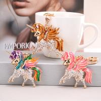 Tibetan Style Key Clasp, Unicorn, Unisex & enamel & with rhinestone, more colors for choice, nickel, lead & cadmium free, 11cm, Sold By PC