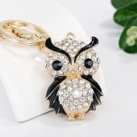Tibetan Style Key Clasp, Owl, Unisex & with rhinestone, more colors for choice, nickel, lead & cadmium free, 3.5*5.5cm,12cm, Sold By PC