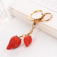 Tibetan Style Key Clasp, Strawberry, Unisex, red, nickel, lead & cadmium free, 11cm,8cm, Sold By PC