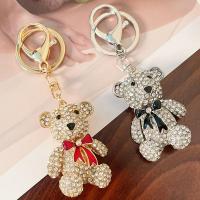 Tibetan Style Key Clasp, Bear, Unisex & with rhinestone, more colors for choice, nickel, lead & cadmium free, 3.8*11.8cm, Sold By PC