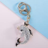 Tibetan Style Key Clasp, Dolphin, Unisex & with rhinestone, more colors for choice, nickel, lead & cadmium free, 4*13cm, Sold By PC