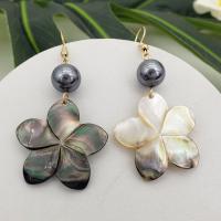 Brass Drop Earring with Black Shell & Plastic Pearl fashion jewelry & for woman nickel lead & cadmium free Sold By Pair