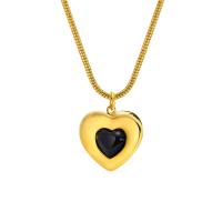 Stainless Steel Jewelry Necklace, 304 Stainless Steel, with Acrylic, with 1.97inch extender chain, Heart, Vacuum Ion Plating, fashion jewelry & for woman, golden, 13.50mm, Length:Approx 16.1 Inch, Sold By PC