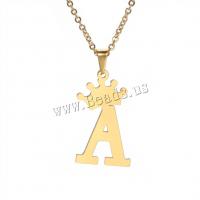 Edelstahl Schmuck Halskette, 304 Edelstahl, mit Verlängerungskettchen von 5cm, Alphabet-Buchstabe, Buchstaben sind von A bis Z & unisex, goldfarben, Länge:45 cm, verkauft von PC