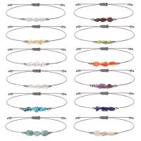 Gemstone Bracelets, Natural Stone, with Wax Cord, irregular, handmade, Unisex & adjustable, more colors for choice, Length:15-30 cm, Sold By PC