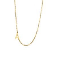 Edelstahl Schmuck Halskette, 304 Edelstahl, mit Verlängerungskettchen von 5cm, Alphabet-Buchstabe, Buchstaben sind von A bis Z & für Frau, goldfarben, Länge:45 cm, verkauft von PC