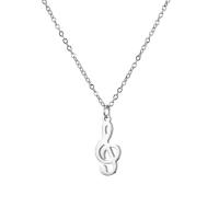 Edelstahl Schmuck Halskette, 304 Edelstahl, mit Verlängerungskettchen von 5cm, Musiknote, für Frau, keine, 7.01x15.89mm, Länge:45 cm, verkauft von PC