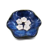 Weiße Lippenschale Perlen, Seemuschel, Blume, DIY, weiß, 21mm, verkauft von PC