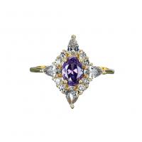 Vještački dijamant Ring Finger, Mesing, Geometrijski uzorak, zlatna boja pozlaćen, različite veličine za izbor & za žene & s Rhinestone, Veličina:6-10, Prodano By PC