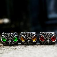 Titanium Steel Finger Ring, with Resin, Owl, polished, vintage & different size for choice & for man, more colors for choice, US Ring Size:7-13, Sold By PC