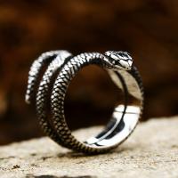 Titanium Steel Finger Ring, Snake, polished, vintage & different size for choice & for man, US Ring Size:8-12, Sold By PC