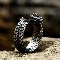 Titanium Steel Finger Ring, Dragon, polished, vintage & different size for choice & for man, US Ring Size:7-13, Sold By PC