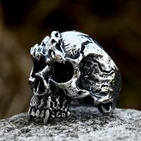 Titanium Stål Fingerring, Skull, poleret, punk stil & forskellig størrelse for valg & for mennesket, Størrelse:7-13, Solgt af PC