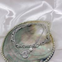 Bracelet d'acier titane, avec perle de plastique, avec 1.97inch chaînes de rallonge, poli, Double couche & bijoux de mode & pour femme, couleur originale, Longueur:Environ 6.69 pouce, Vendu par PC