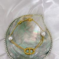 Titan Edelstahl Armband, Titanstahl, mit Kunststoff Perlen, Modeschmuck & für Frau, goldfarben, Länge:ca. 6.69 ZollInch, verkauft von PC