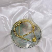 Bracelet d'acier titane, avec perle de plastique, avec 1.97inch chaînes de rallonge, Double couche & bijoux de mode & pour femme, doré, Longueur:Environ 6.69 pouce, Vendu par PC