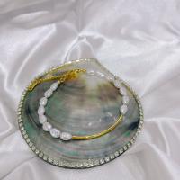 Tytan stalowa bransoleta, Titantium stali, ze Perła plastikowa, ze 1.97inch przedłużeniami łańcuszka, biżuteria moda & dla kobiety, złoty, długość około 6.69 cal, sprzedane przez PC